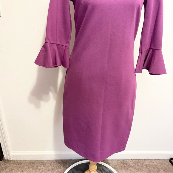 Banana Republic Purple Ponte Flutter Sleeve Career Dress Womens Size 4 - Picture 5 of 10